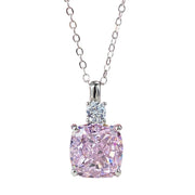 Urqanyu S925 silver 10mm pink diamond radiant cut niche design cubic zirconia necklace