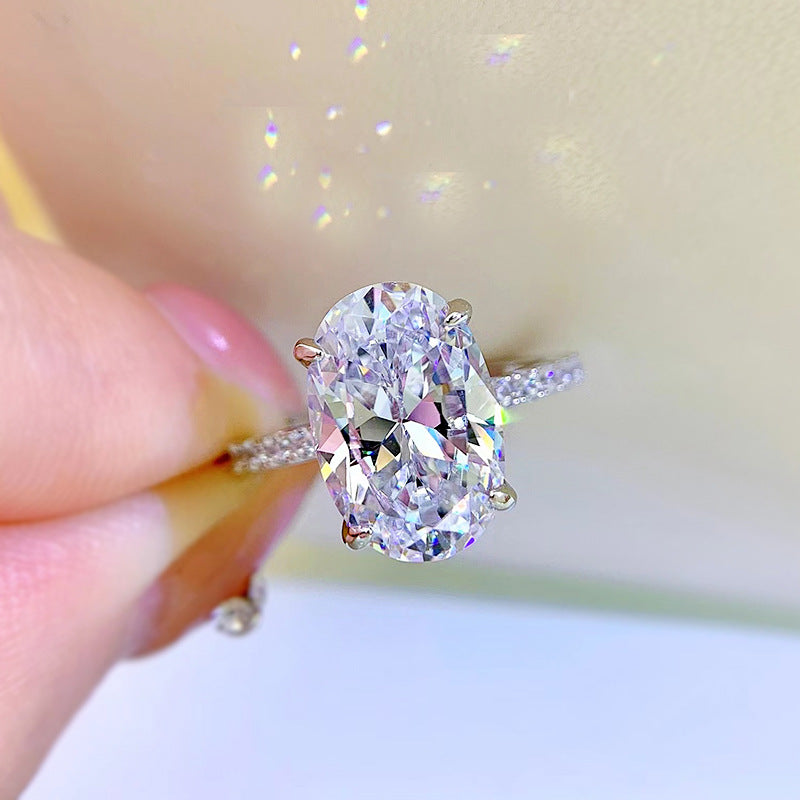 Urqanyu 925 silver simulated diamond oval radiant cubic zirconia stone bottom cutting ring8*12