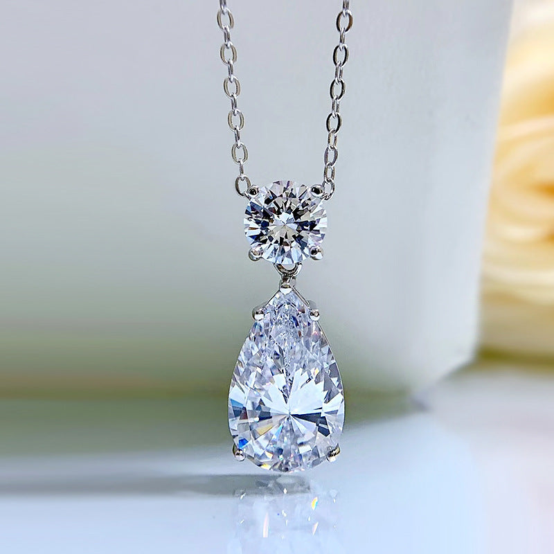 Urqanyu S925 silver 10*16mm water drop pendant personality temperament cubic zirconia necklace