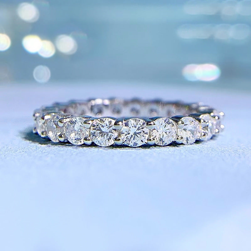 Urqanyu S925 silver fashion 3mm full diamond cubic zirconia ring
