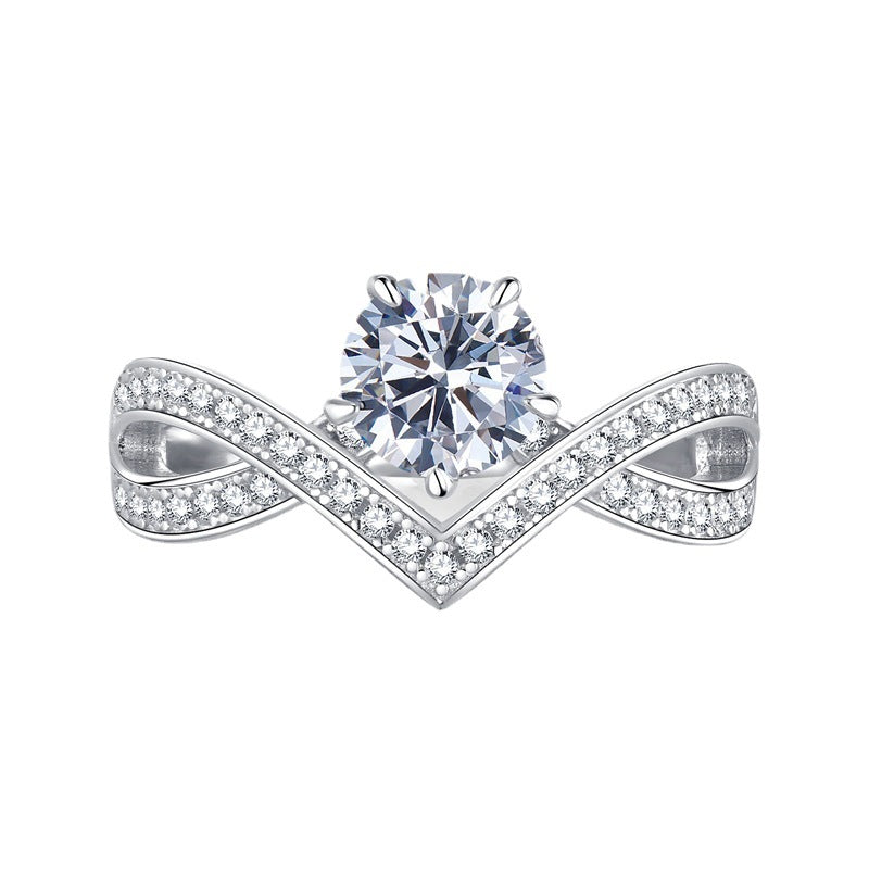 Urqanyu S925 silver classic one carat white diamond ring cubic zirconia ring
