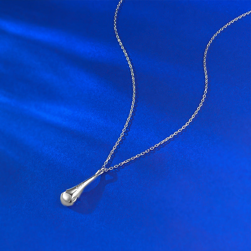 Urqanyu S925 silver platinum water drop bottle small waist inlaid 5.0 white zirconium necklace