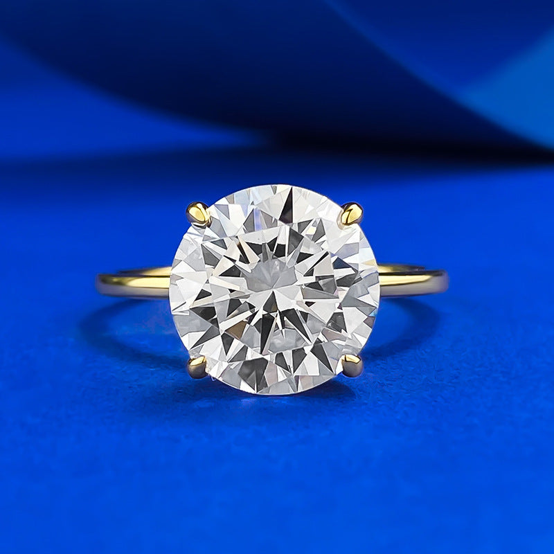 Urqanyu S925 silver four-claw round cubic zirconia diamond ring