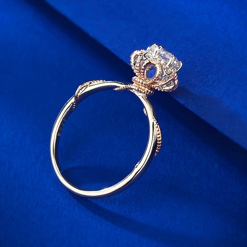 Urqanyu 925 silver 50-point simulated diamond bouquet cubic zirconia ring