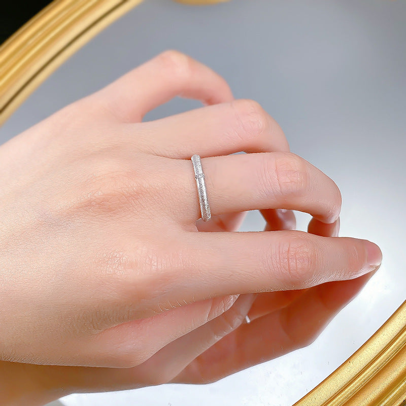 Urqanyu S925 sterling silver wide version narrow version brushed cubic zirconia ring medieval style