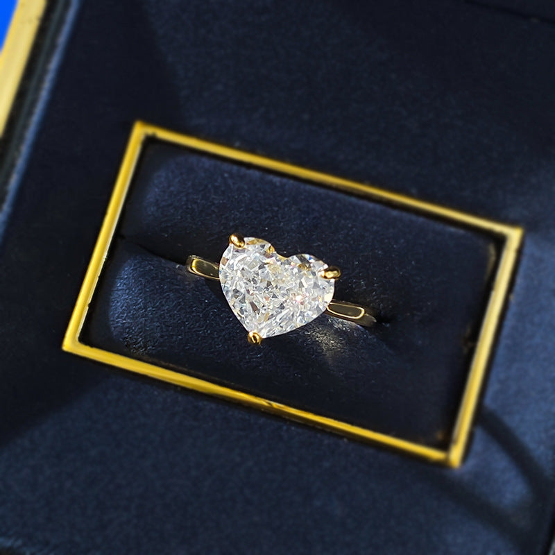 Urqanyu S925 silver ins style all-match fat heart cubic zirconia ring