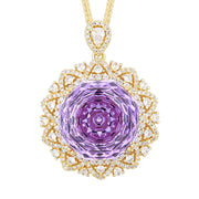 Urqanyu Copper-base gold-plated rose-cut elegant retro cubic zirconia pendant necklace