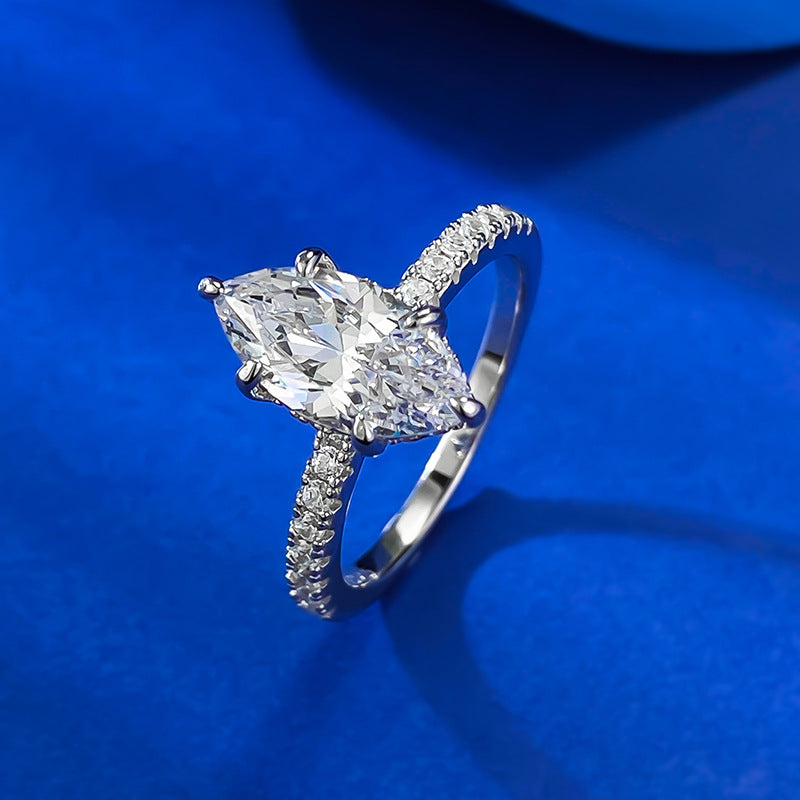 Urqanyu S925 silver fashion simple European and American crown goddess horse eye cubic zirconia couple ring