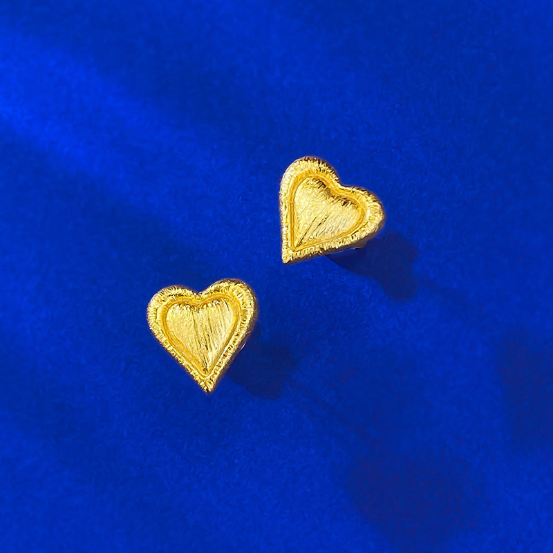 Urqanyu s925 silver gold-plated heart brushed fashionable all-match cubic zirconia earrings