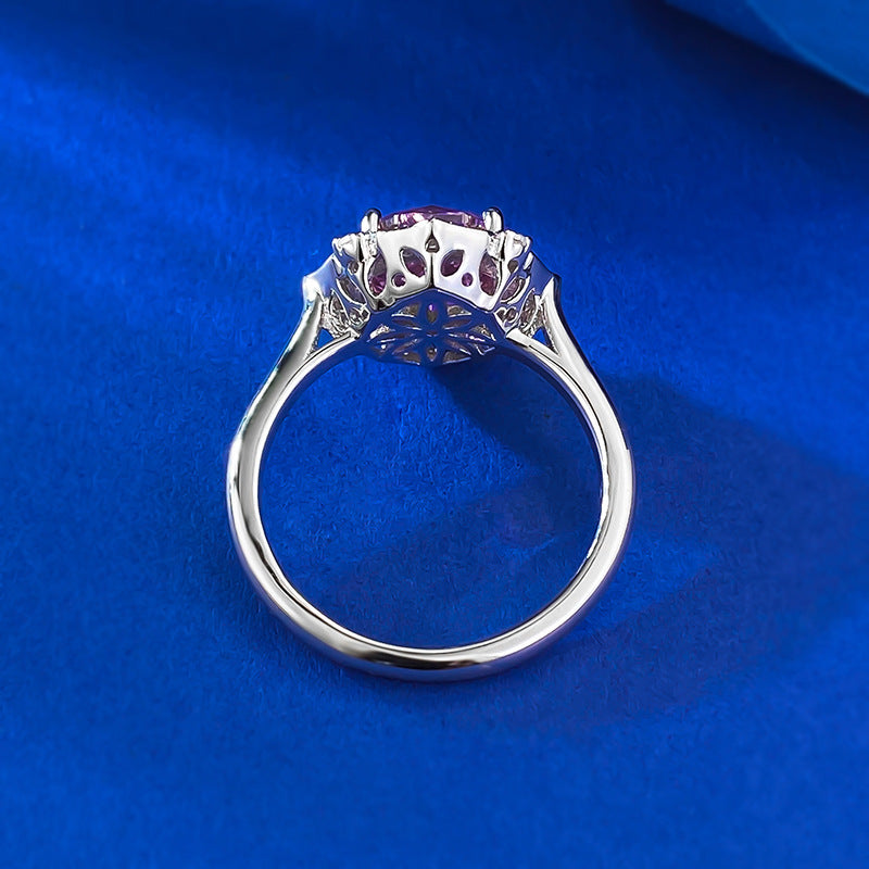 Urqanyu S925 silver millennium rose cut purple diamond cubic zirconia ring 8*8
