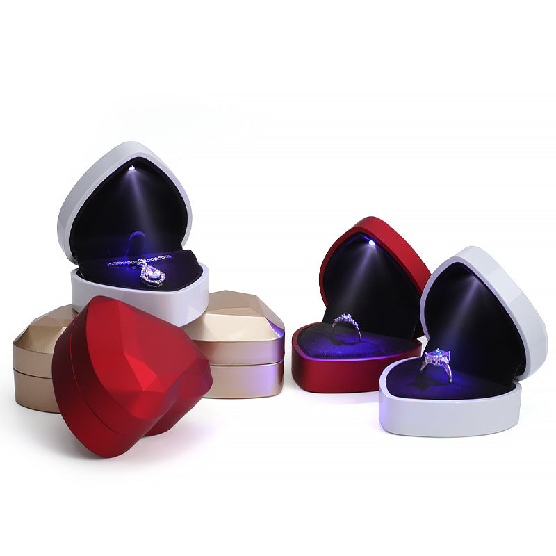 Urqanyu Cool Blue Heart Shape Ring Box with LED Light