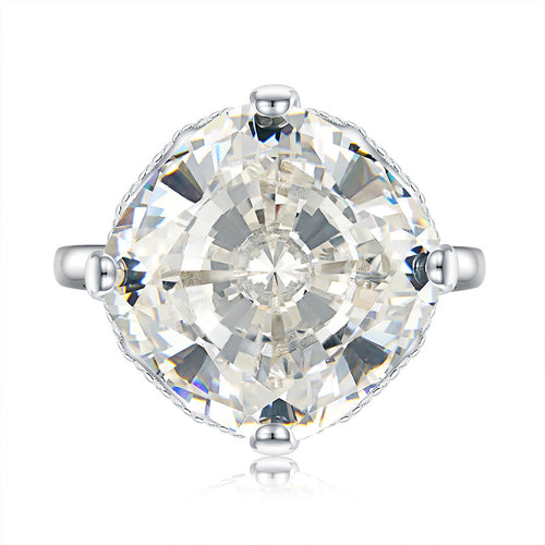 Urqanyu 925 silver luxury inlaid cubic zirconia large diamond ring 15mm