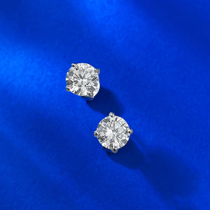 Urqanyu S925 silver one carat classic round cut simulation diamond fashionable all-match cubic zirconia earrings