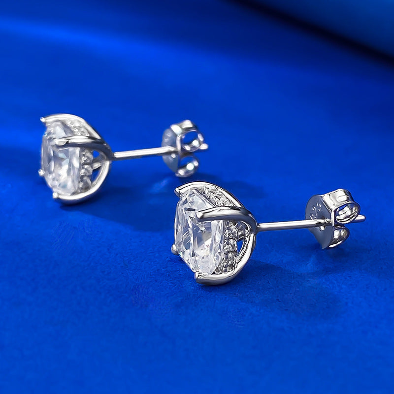 Urqanyu S925 silver pillow-shaped simple fat square 7mm cubic zirconia earrings