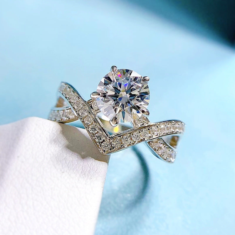 Urqanyu S925 silver classic one carat white diamond ring cubic zirconia ring
