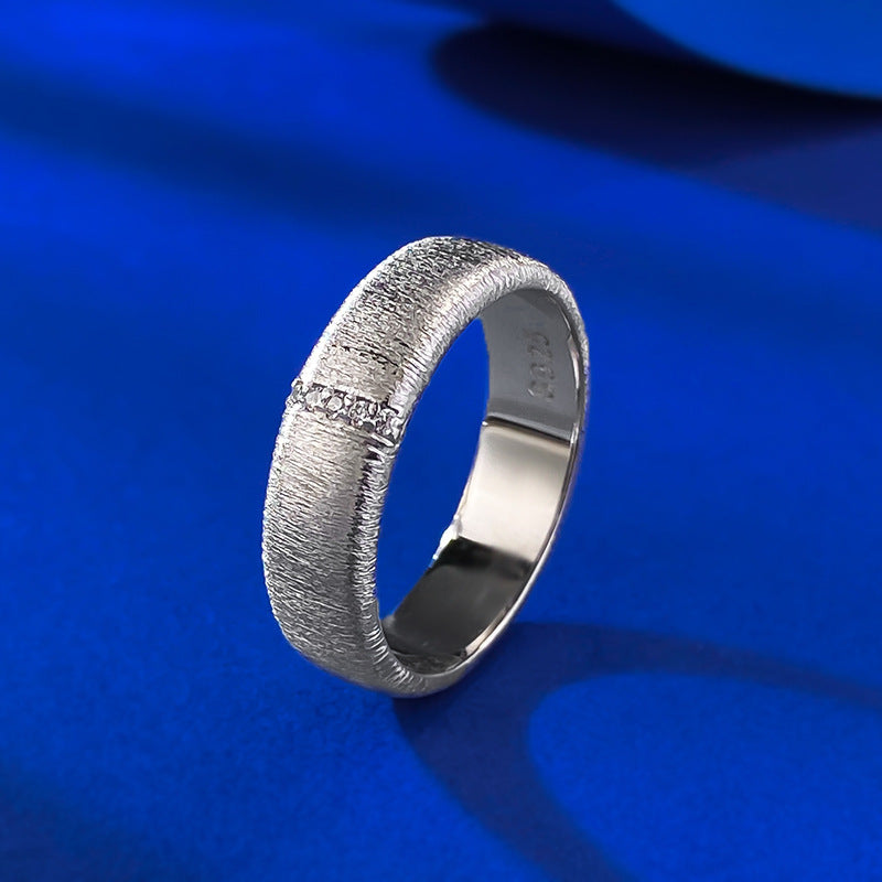 Urqanyu S925 sterling silver wide version narrow version brushed cubic zirconia ring medieval style