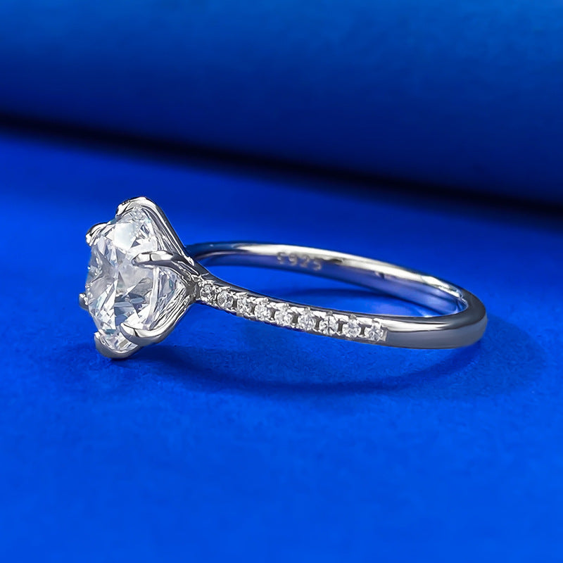 Urqanyu S925 silver classic six-claw micro-inlaid cubic zirconia ring 8mm