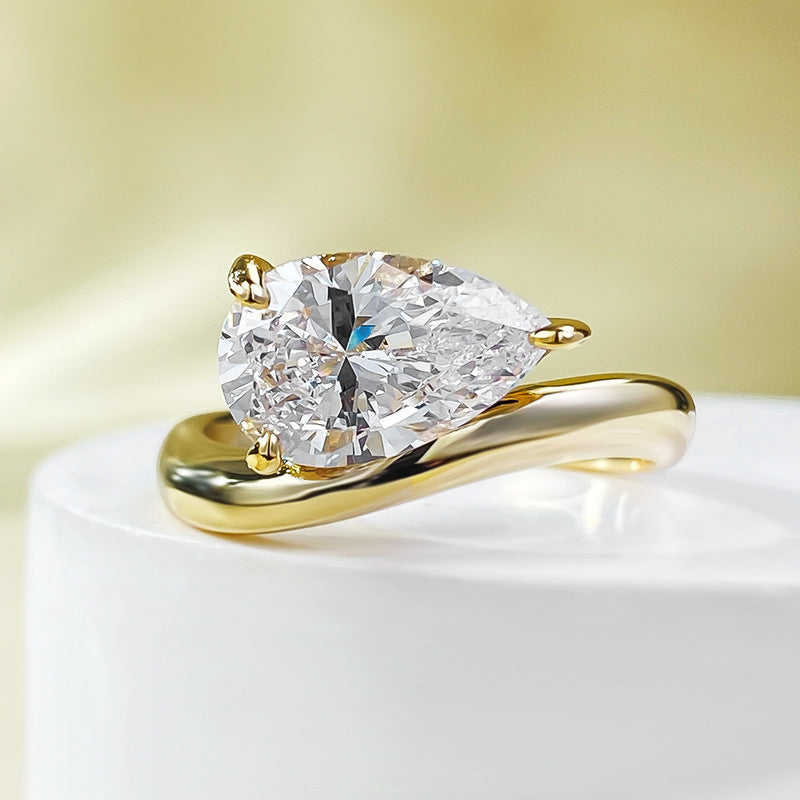 Urqanyu S925 silver fashion water drop cubic zirconia diamond ring 7*11