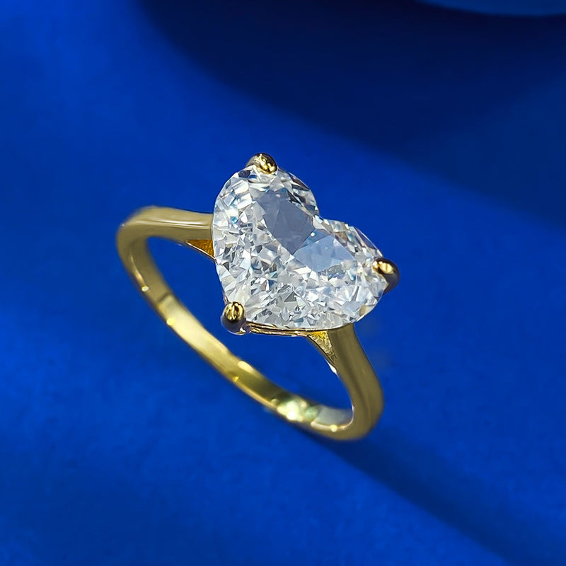 Urqanyu S925 silver ins style all-match fat heart cubic zirconia ring