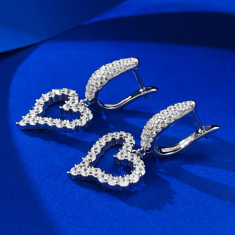 Urqanyu S925 silver irregular heart fashionable all-match cubic zirconia earrings