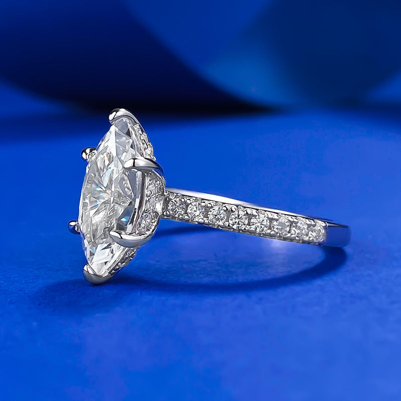 Urqanyu S925 silver fashion simple European and American crown goddess horse eye cubic zirconia couple ring