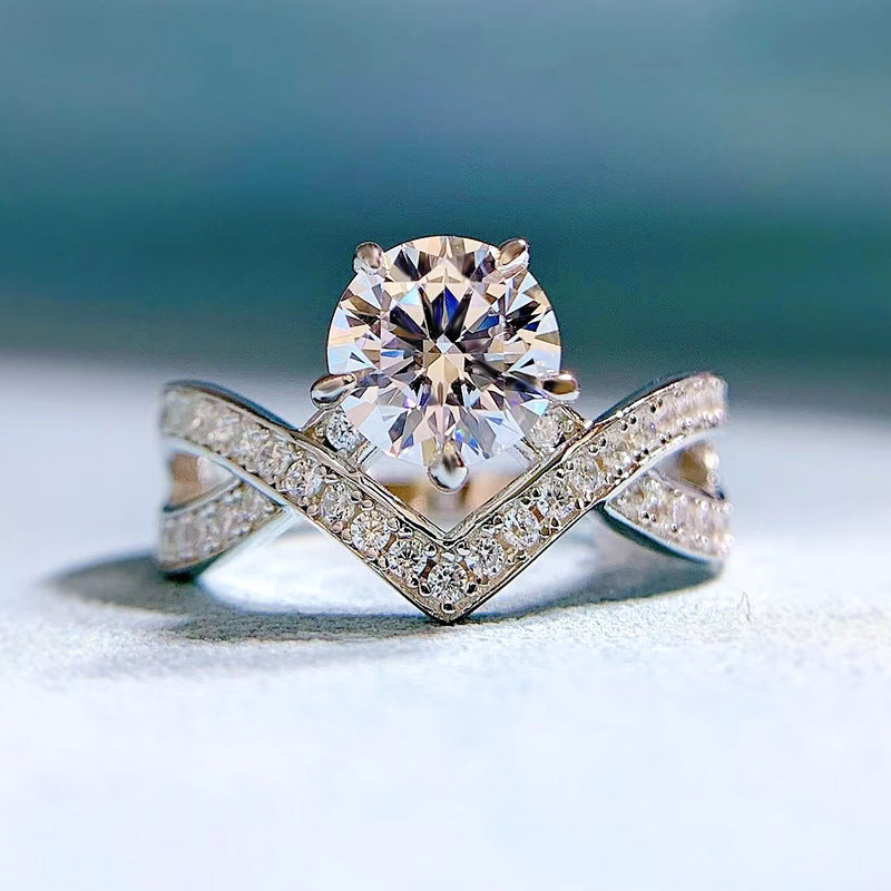 Urqanyu S925 silver classic one carat white diamond ring cubic zirconia ring