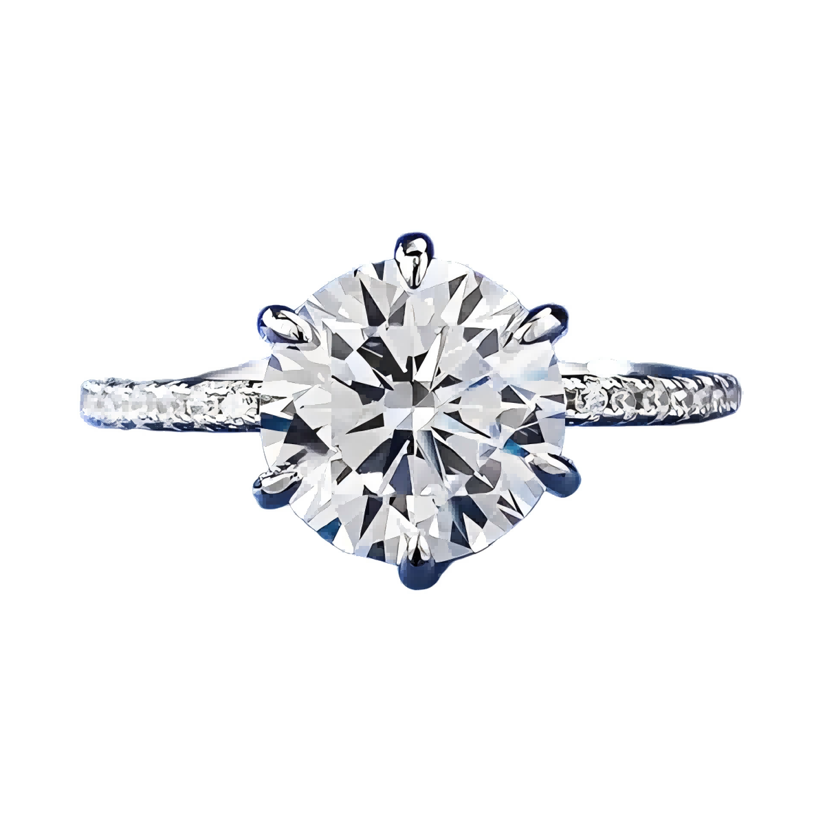 Urqanyu S925 silver classic six-claw micro-inlaid cubic zirconia ring 8mm
