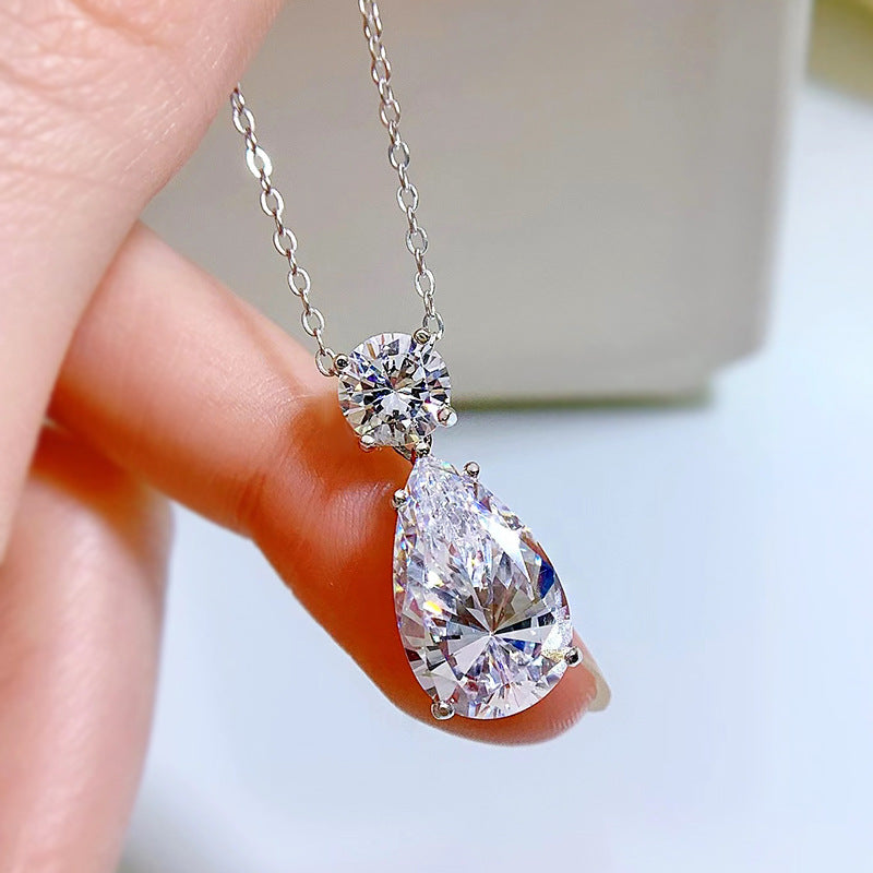 Urqanyu S925 silver 10*16mm water drop pendant personality temperament cubic zirconia necklace