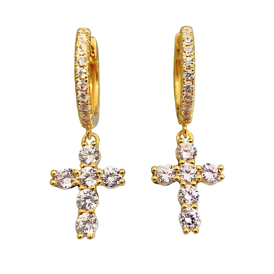 Urqanyu S925 silver diamond cross light luxury style simple cubic zirconia earrings