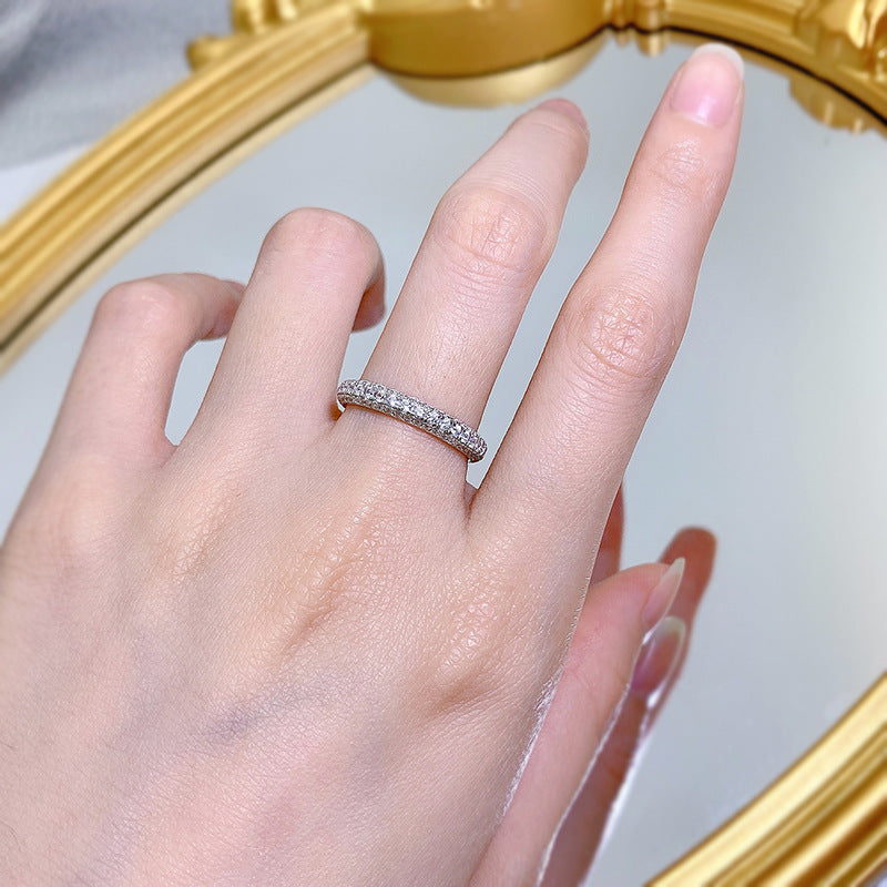Urqanyu S925 silver fashion simple silver cubic zirconia full diamond ring