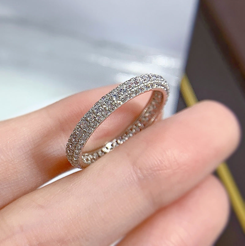 Urqanyu S925 silver fashion simple silver cubic zirconia full diamond ring