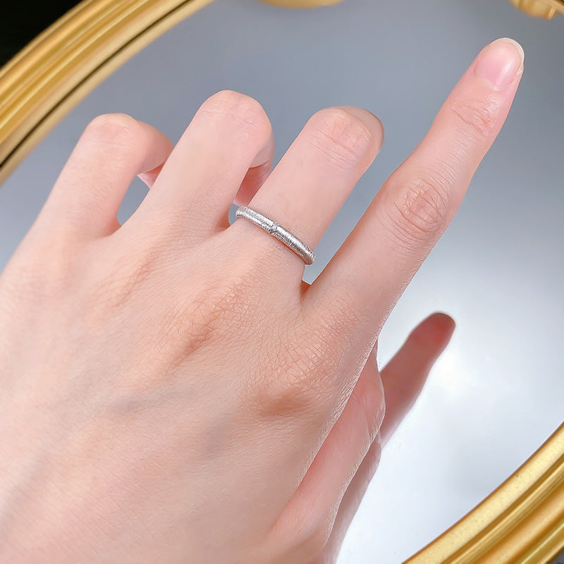 Urqanyu S925 sterling silver wide version narrow version brushed cubic zirconia ring medieval style