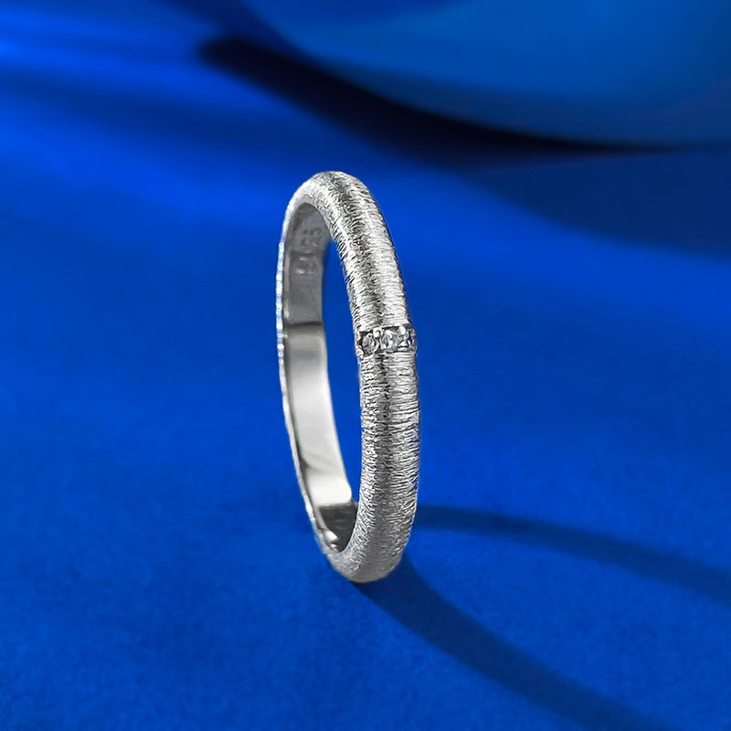 Urqanyu S925 sterling silver wide version narrow version brushed cubic zirconia ring medieval style