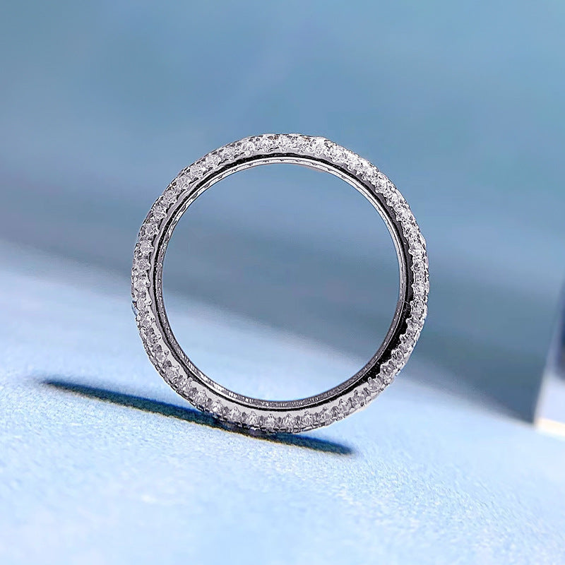 Urqanyu S925 silver fashion simple silver cubic zirconia full diamond ring
