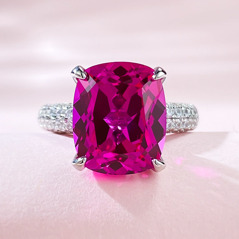 Urqanyu S925 silver luxury rupee large diamond ring cubic zirconia ring