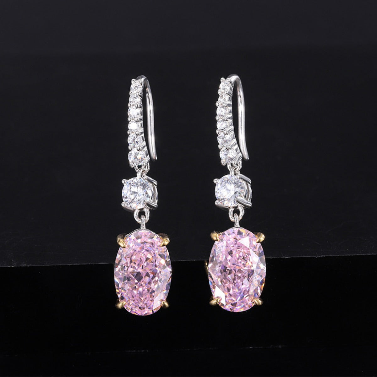 Urqanyu S925 silver fashion oval cubic zirconia pendant earrings 8*12mm