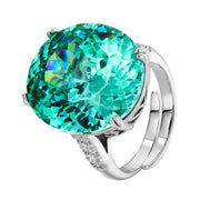Urqanyu copper-based gold-plated simulated Para green temperament cubic zirconia ring