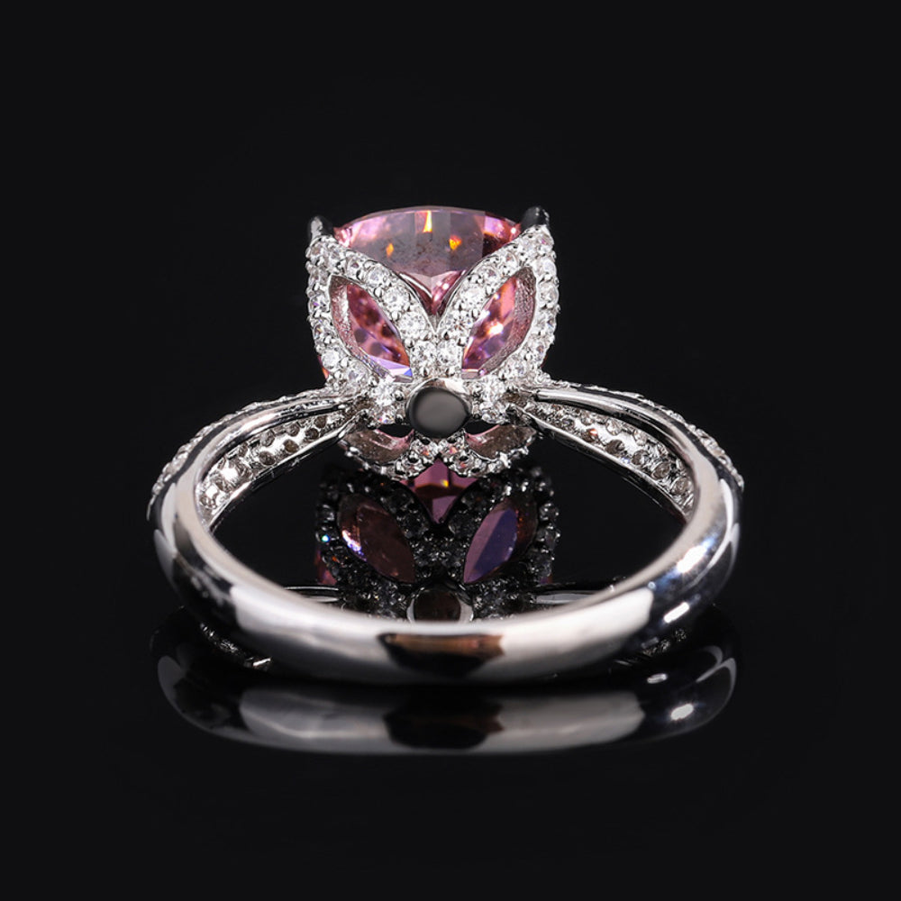 Urqanyu S925 silver square elegant diamond bud cubic zirconia ring