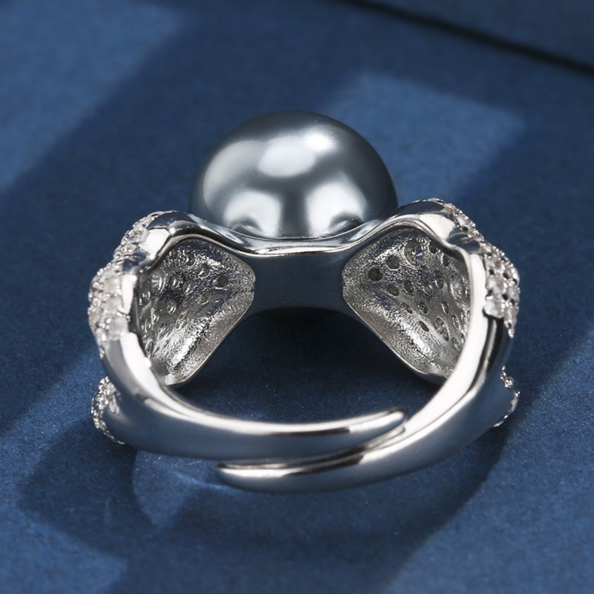 Urqanyu copper-plated pearl temperament fashion cubic zirconia gold ring 10mm