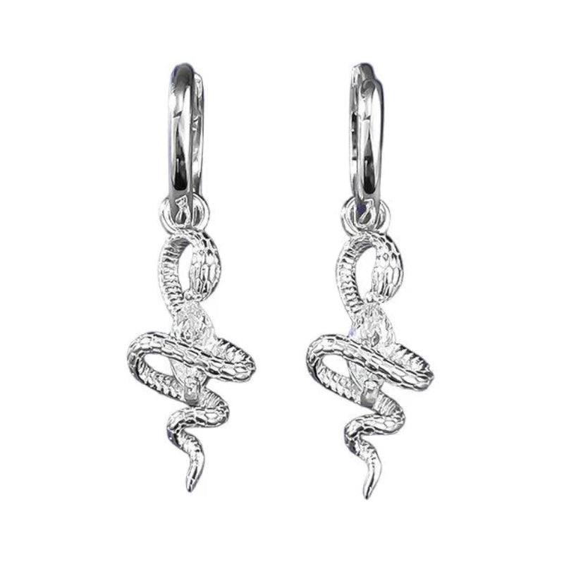 Urqanyu S925 silver snake wrapped horse eye diamond retro cubic zirconia earrings