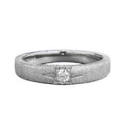 Urqanyu S925 silver classic single diamond six-pointed star narrow brushed white gold cubic zirconia ring