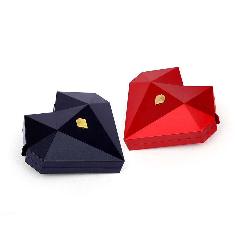 Urqanyu Heart Shaped Diamond Faced Blue Ring Box for Magic Secret