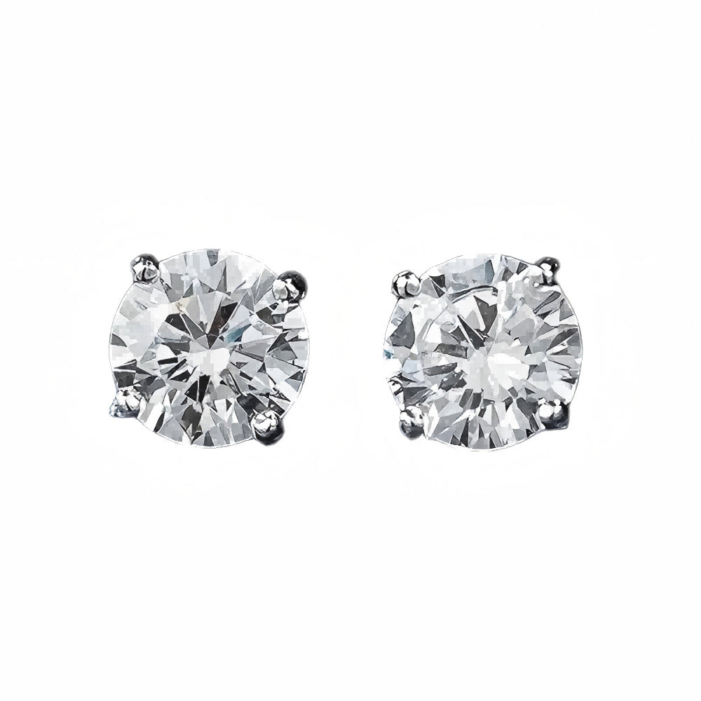 Urqanyu S925 silver one carat classic round cut simulation diamond fashionable all-match cubic zirconia earrings