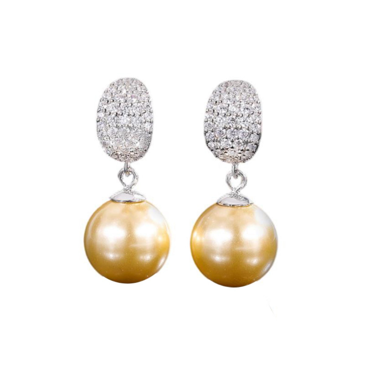 Urqanyu S925 Silver Inlay Mother of Pearl Fashion Cubic Zirconia Drop Earrings 12mm