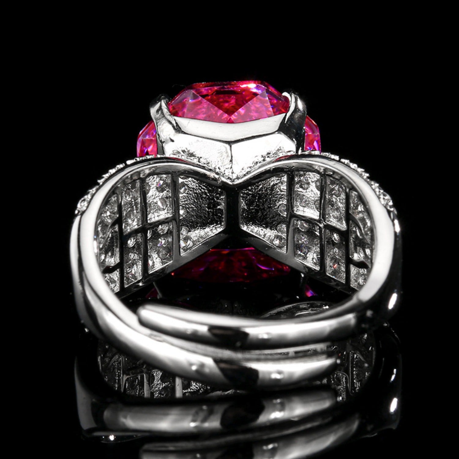 Urqanyu copper-plated gold rose-cut gradient-color cubic zirconia ring adjustable