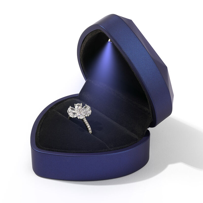 Urqanyu Cool Blue Heart Shape Ring Box with LED Light