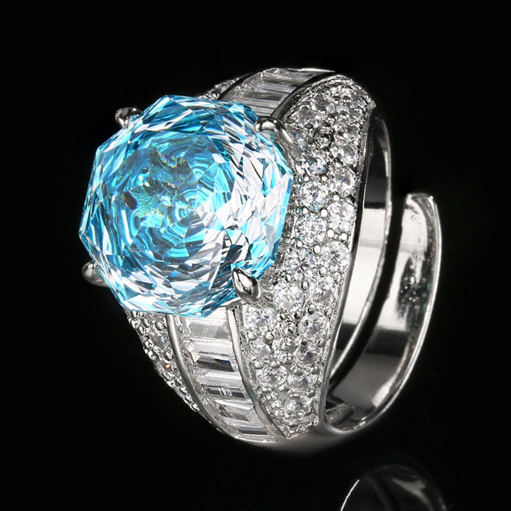 Urqanyu copper base gold-plated rose cut rose red light luxury retro cubic zirconia ring