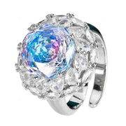 Urqanyu copper base gold-plated millennium cut gradient temperament cubic zirconia ring