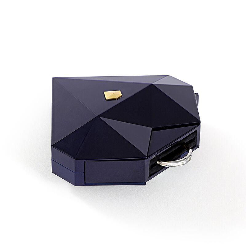 Urqanyu Heart Shaped Diamond Faced Blue Ring Box for Magic Secret