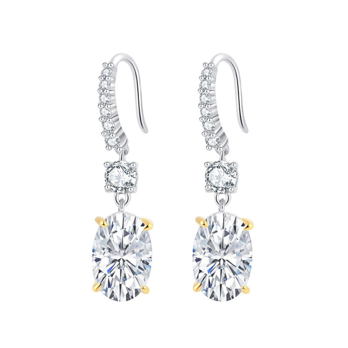 Urqanyu S925 silver fashion oval cubic zirconia pendant earrings 8*12mm